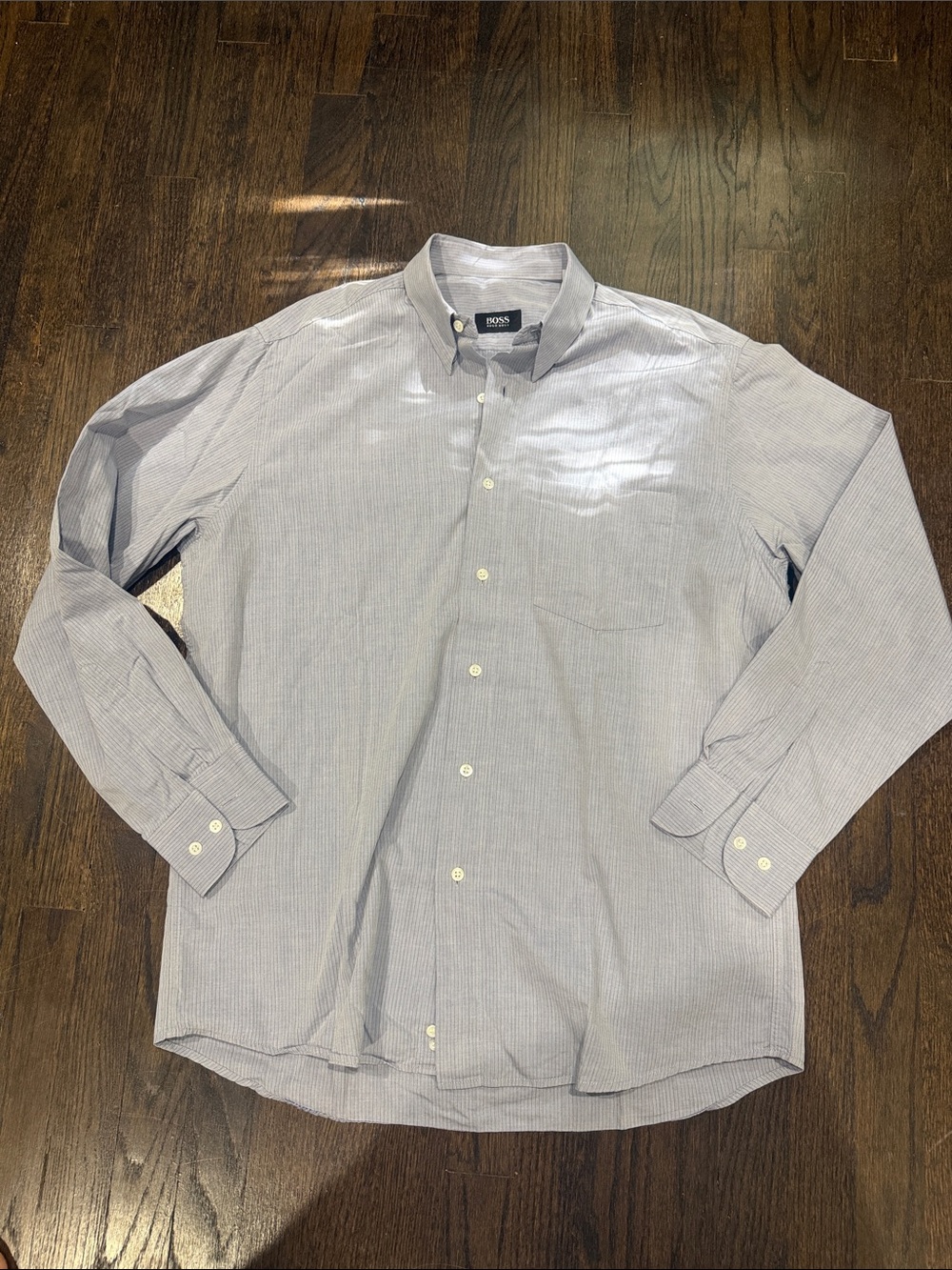 Hugo Boss Light Blue Pinstripe Button-Down Shirt size xl
